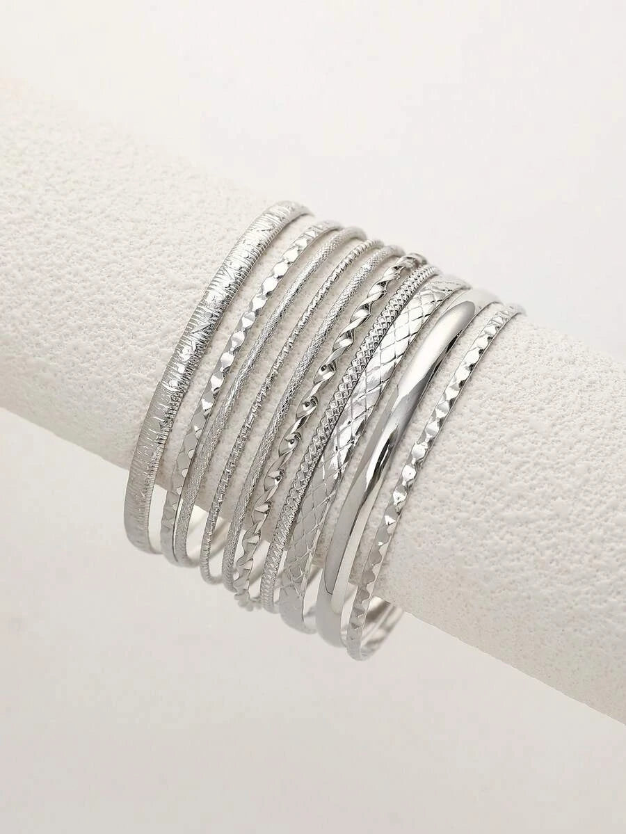 Bohemian Textured Bangle Bracelet Set