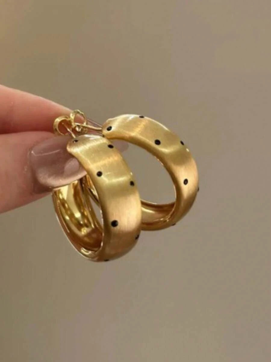 Round Metal Polka Dot Earrings