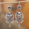 Silvery Sacred Heart Dangle Earrings