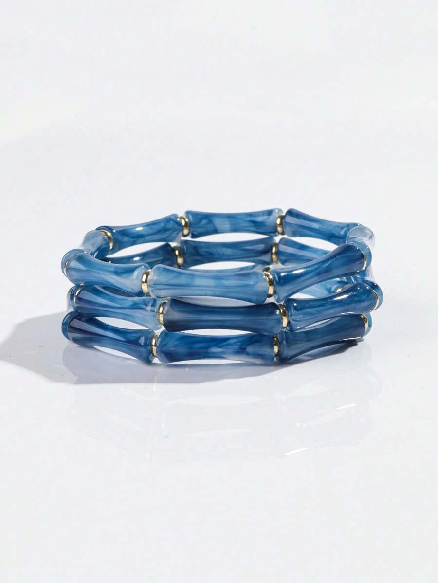 Bohemian Acrylic Marble Beaded Bracelet Set