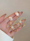 Geometric Faux Pearl Petal Earrings