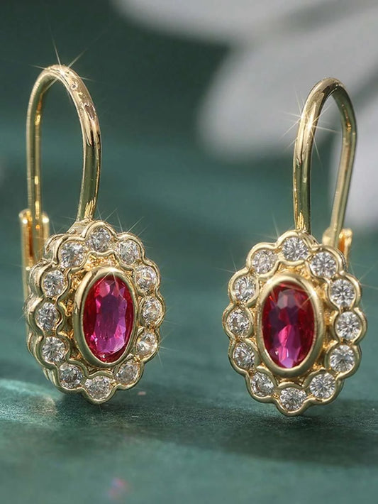 Classic Oval Zirconia Pendant Earrings