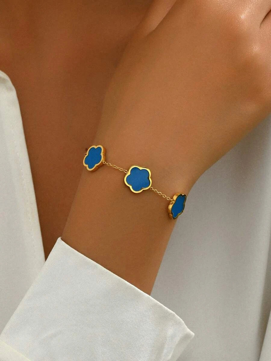 Gold Plated Stainless Steel Flower Bracelet