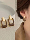 Burgundy Square Drop Earrings