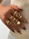 Vintage Geometric Wave Rings Set