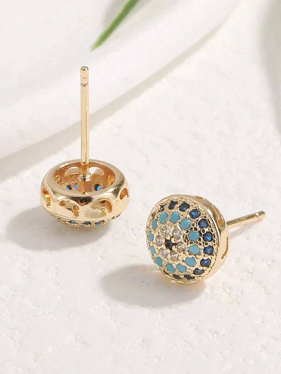 Vintage Vibe Zirconia Evil Eye Stud Earrings