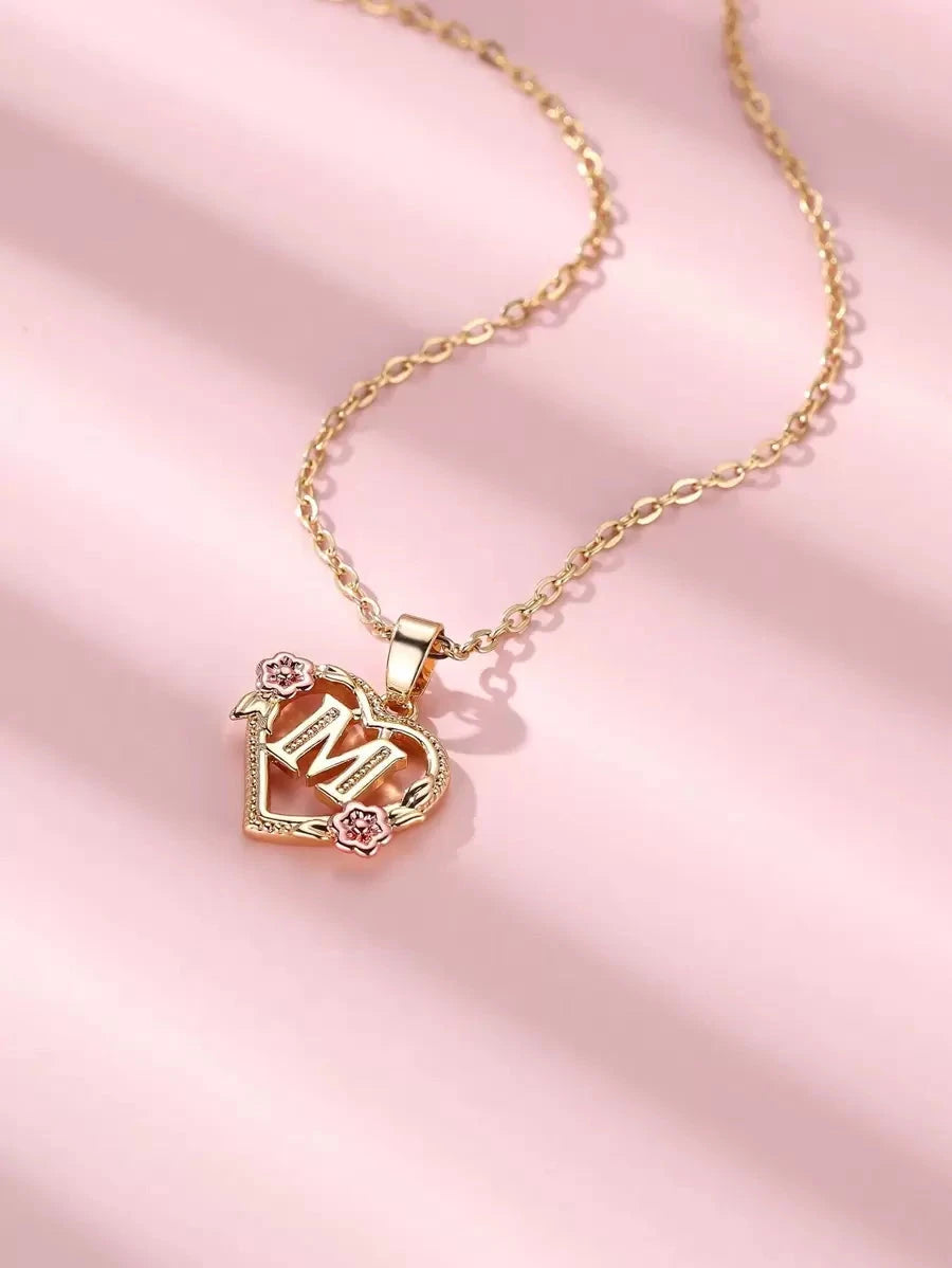Elegant Gold Initial Heart Necklace