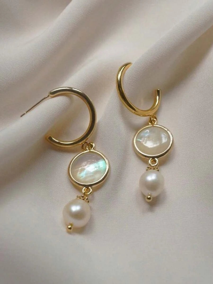 Vintage Gold Moon Drop Earrings