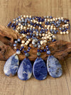 Bohemian Blue Lapis Lazuli Teardrop Pendant Necklace