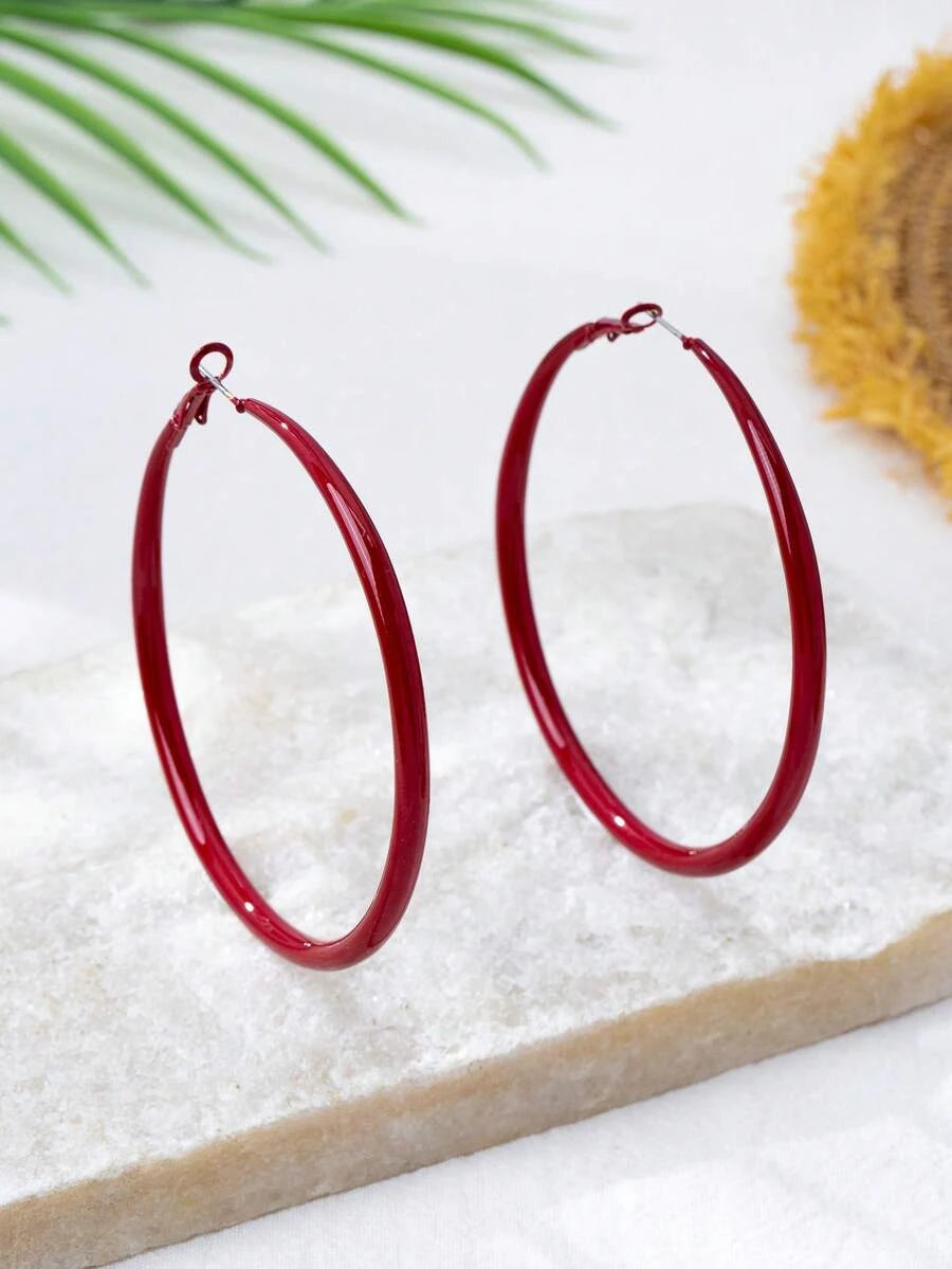 Vintage Red Spray Painted Hoop Earrings