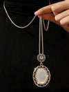Retro Purple Pottery Stone Pendant Necklace