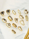 15pcs Vintage Gold-Tone Rhinestone Flower