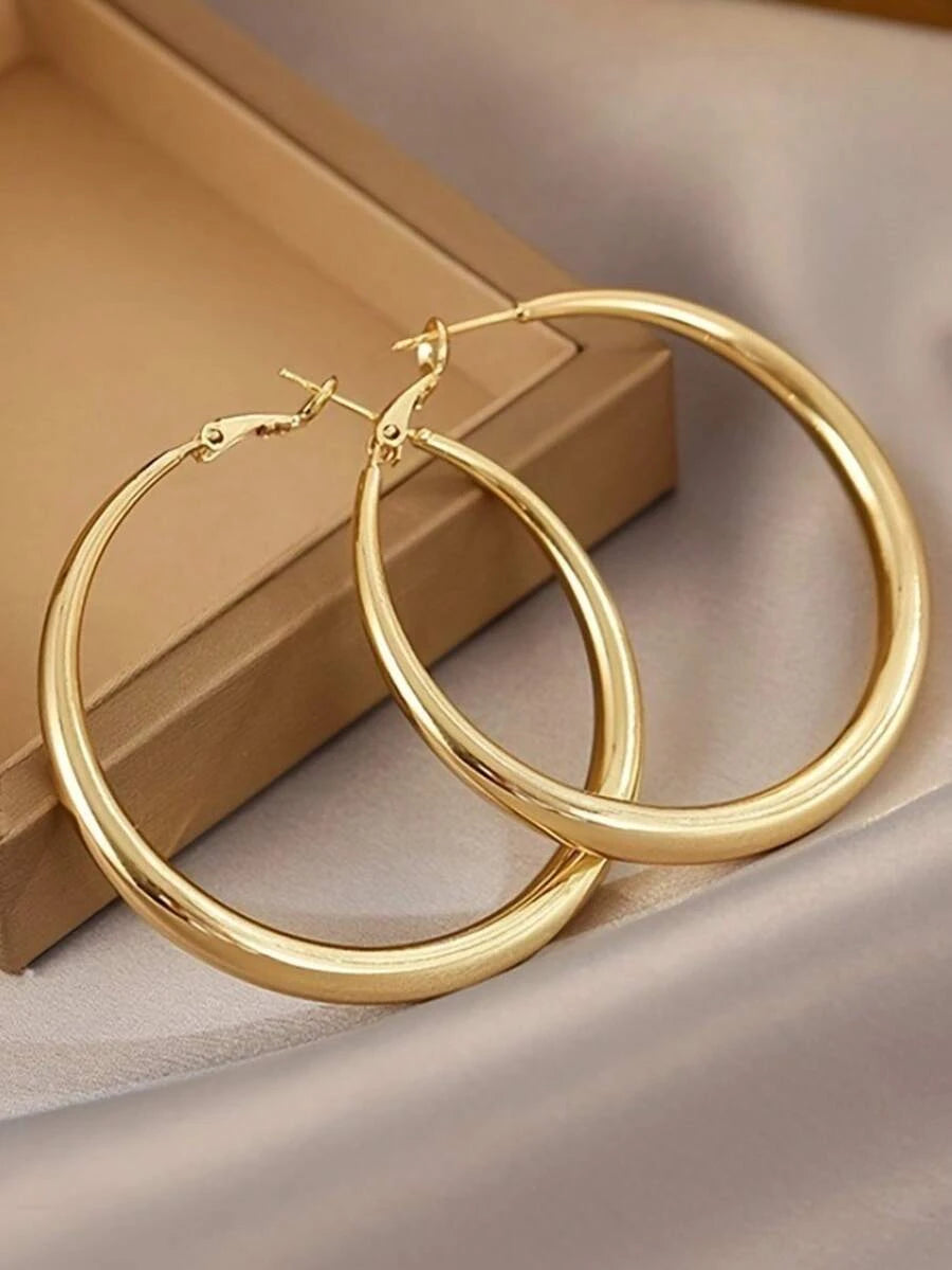 Minimalist Gold Oversize Hoop Earrings