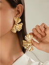 Retro Geometric Metal Leaf Earrings