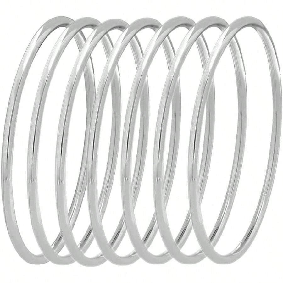 Glossy Thin Round Bangle Bracelet Set
