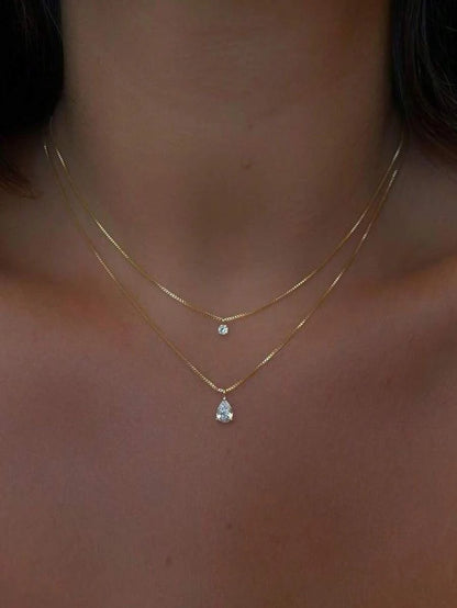 Minimalist Water Drop Double Layer Pendant Necklace