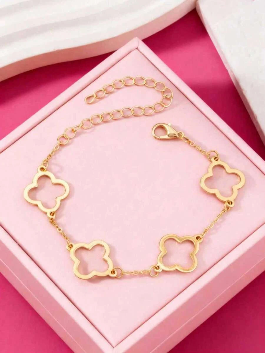 Rhinestone Floral Stretch Bracelet