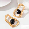 Geometric Oval Faux Pearl Stud Earrings