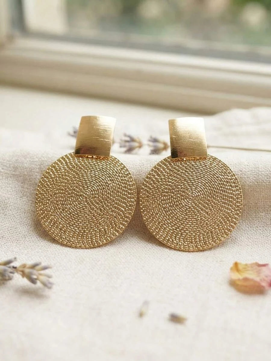 Geometric Disc Patchwork Statement Earrings