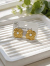 Gold Stainless Steel Vintage Textured Stud Earrings