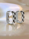 Gold Plated Brass Checkerboard Hoop Earrings