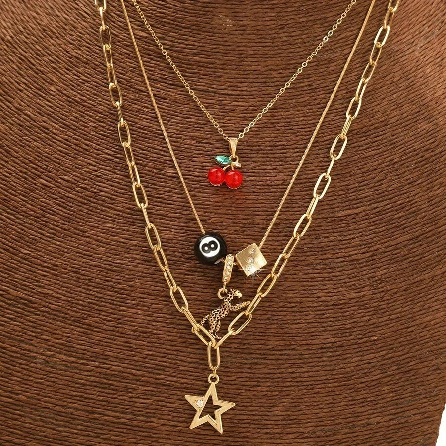 Leopard Print Pendant Necklace Set