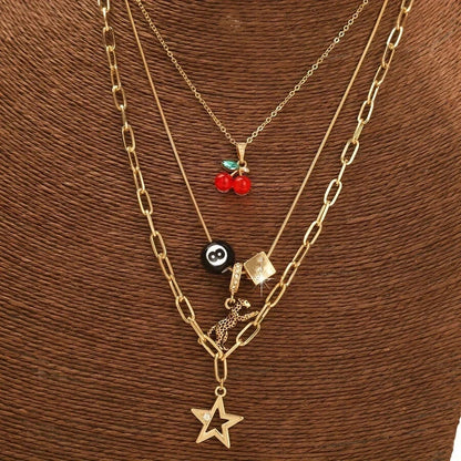 Leopard Print Pendant Necklace Set
