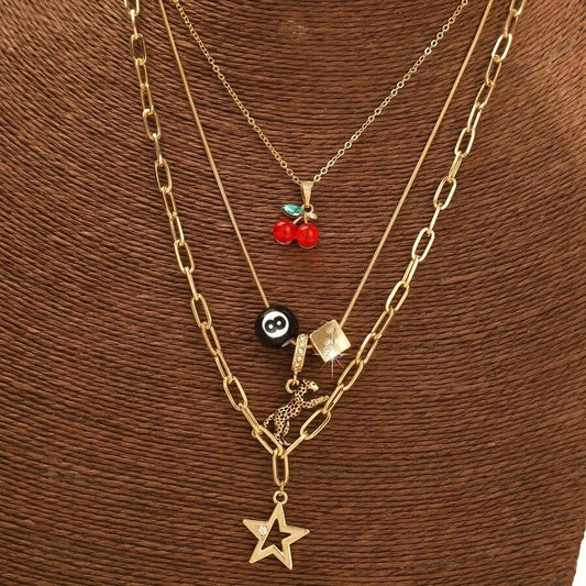 Leopard Print Pendant Necklace Set