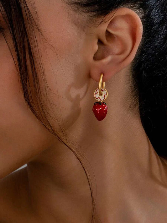 Enamel Geometric Hoop Earrings