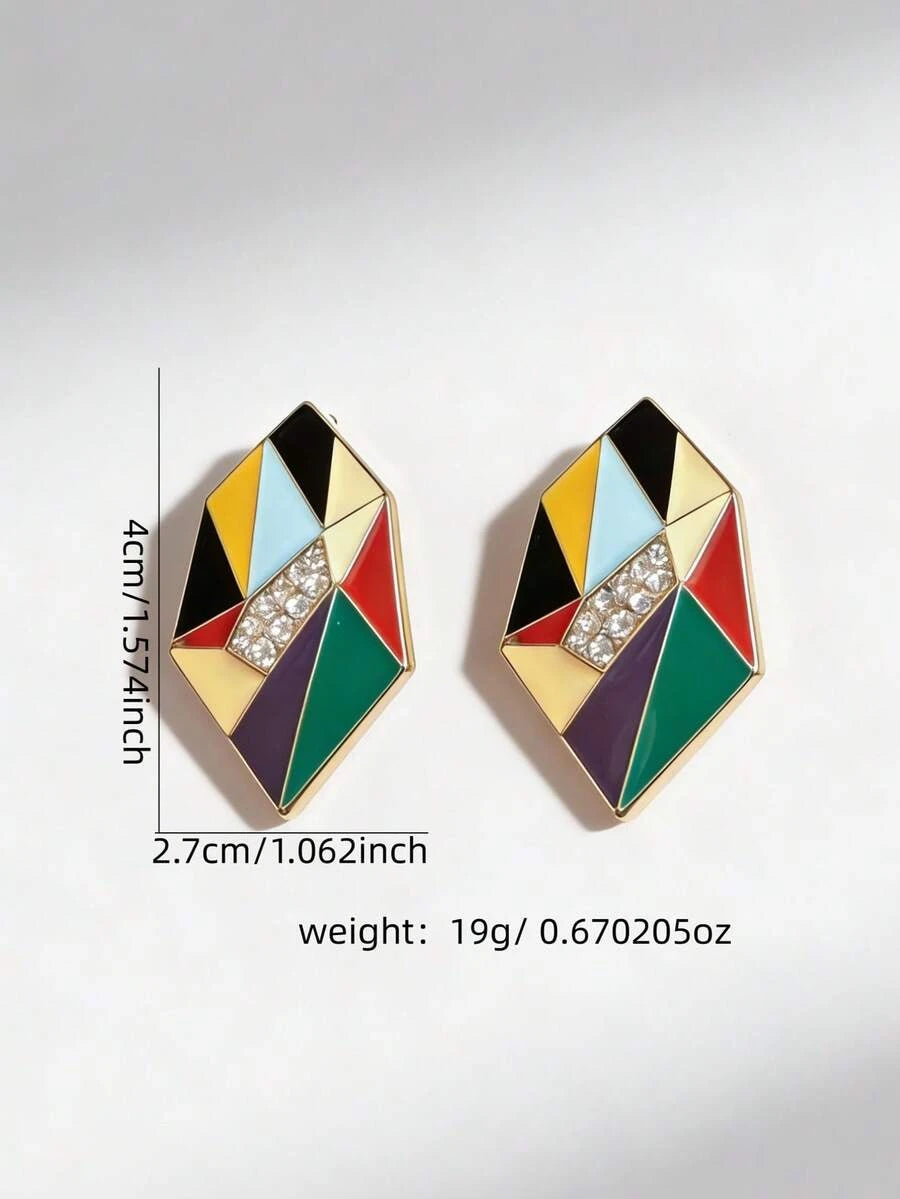 Geometric Abstract Face Enamel Earrings