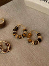 Tiger Eye Beaded Hoop Earrings