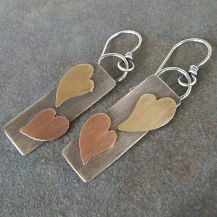 Vintage Minimalist Geometric Heart Earrings