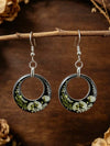 Vintage French Floral Circle Drop Earrings