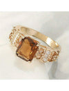 Square Cubic Zirconia Gold Copper Ring