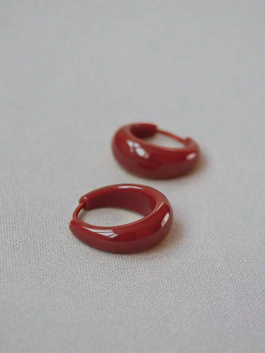 Burgundy Geometric Hoop Earrings