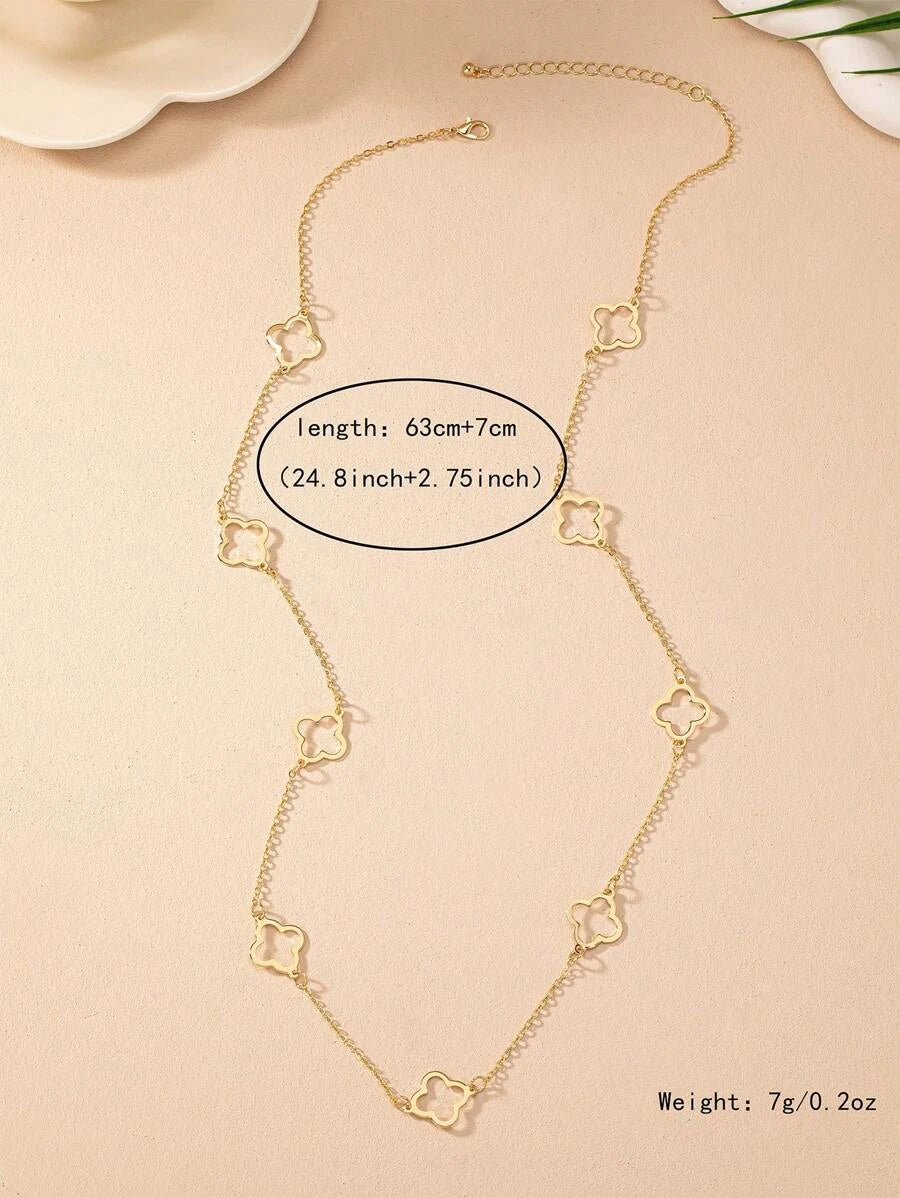 Clover Pendant Long Necklace