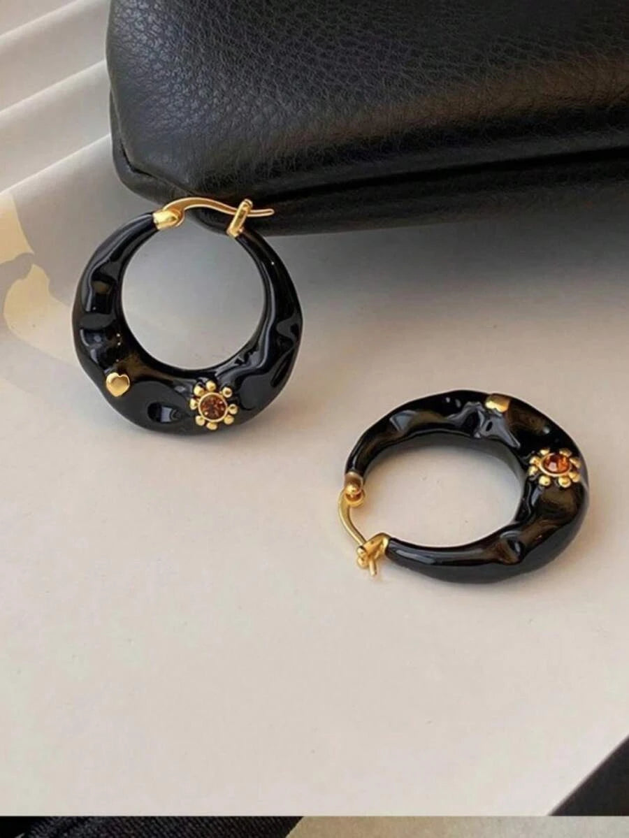 French Retro Asymmetrical Drop Earrings