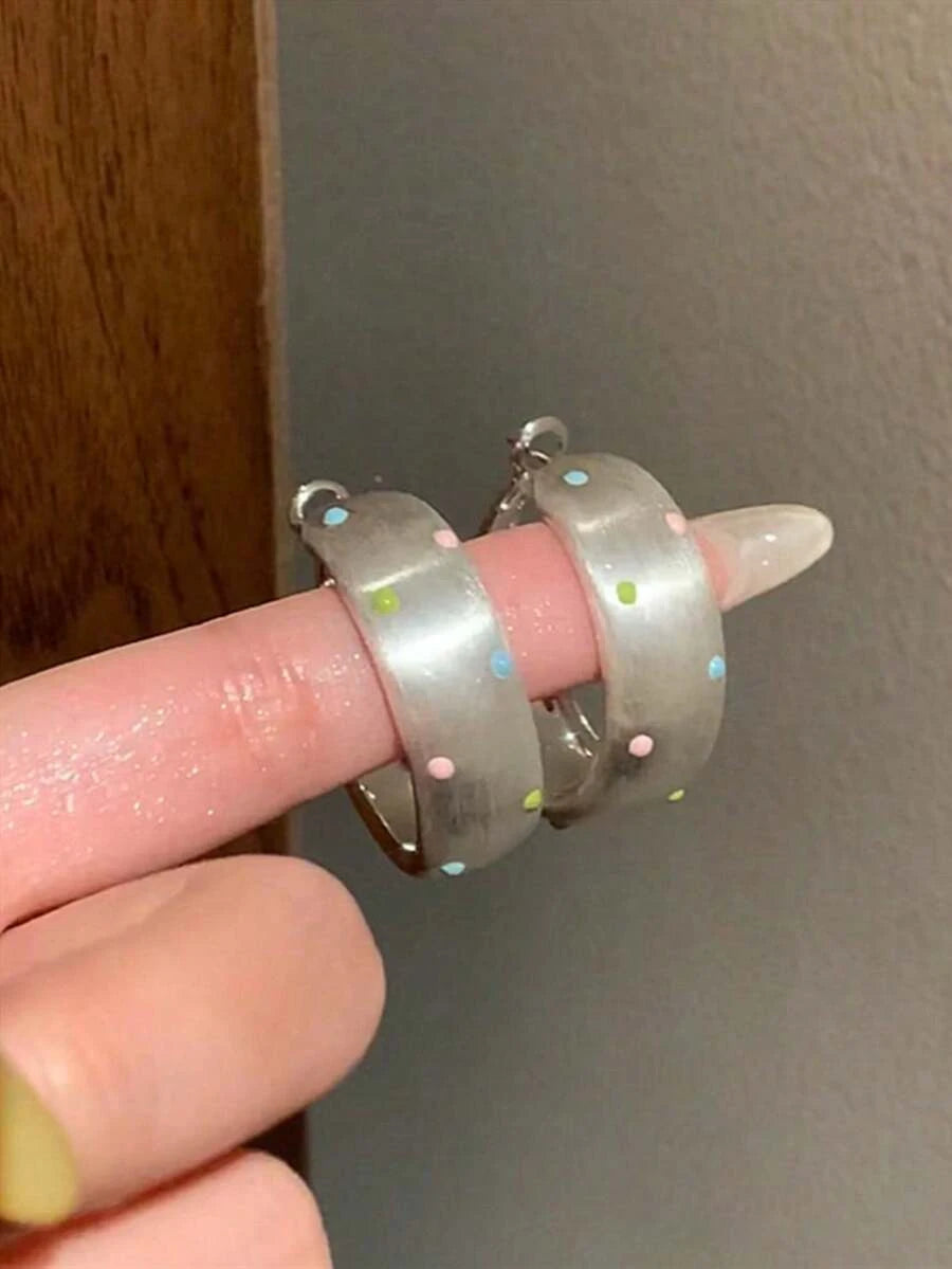 Round Metal Polka Dot Earrings