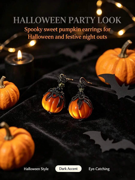 Vintage Pumpkin Water Drop Dangle Earrings