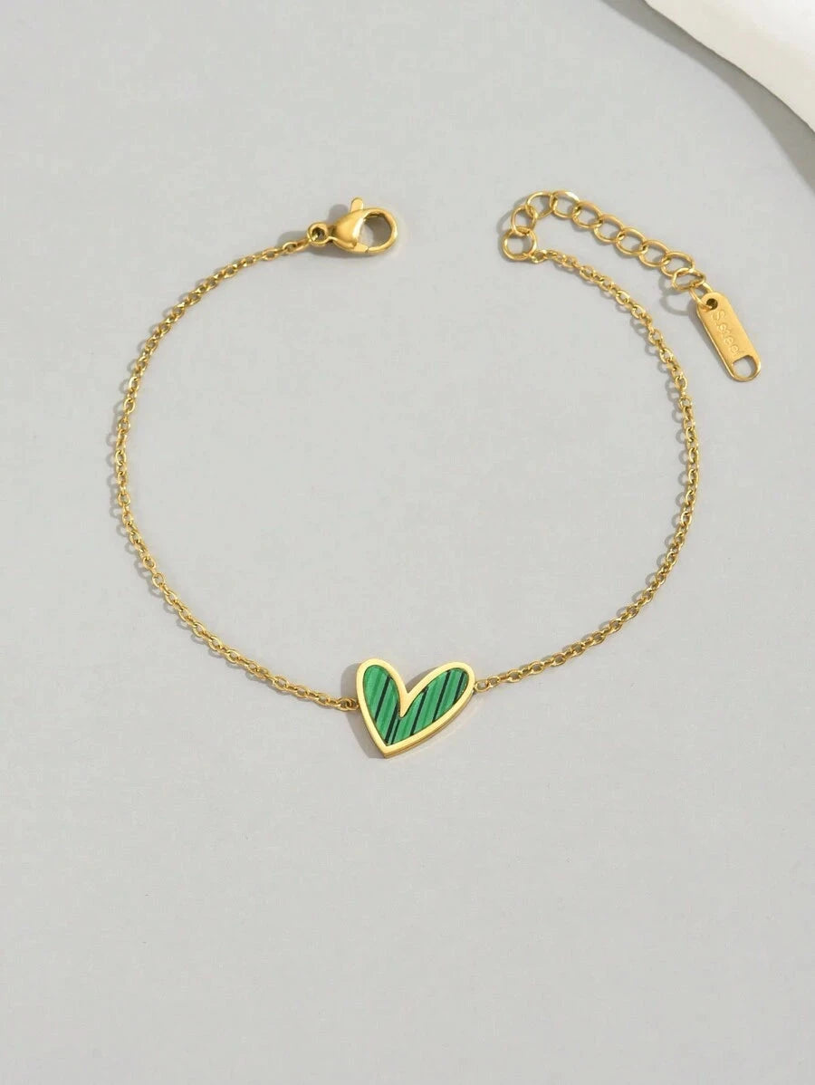 Gold Plated Stainless Steel Asymmetrical Heart Bracelet