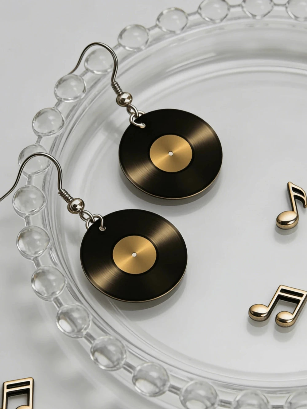 Retro Vinyl Record Drop Earrings
