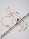 Minimalist Alloy Flower Tassel Bracelet Set