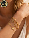 Floral Rhinestone Gold Plated Bracelet Set