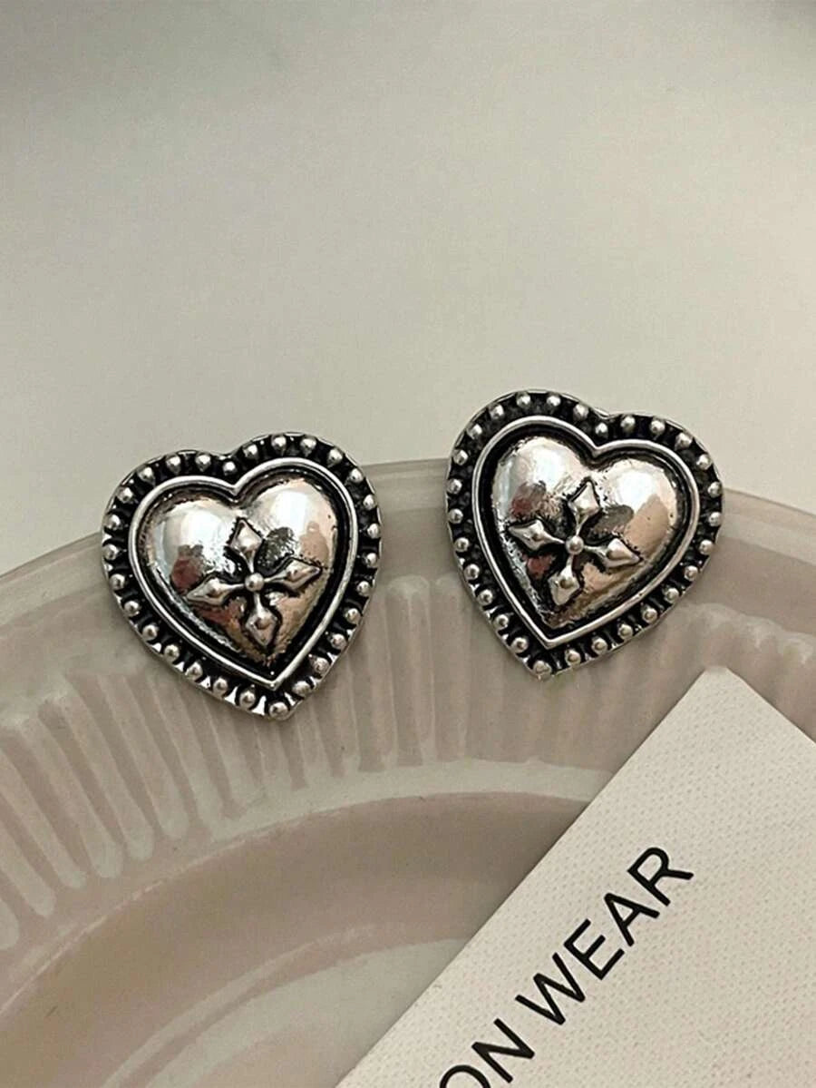 Vintage Carved Geometric Earrings