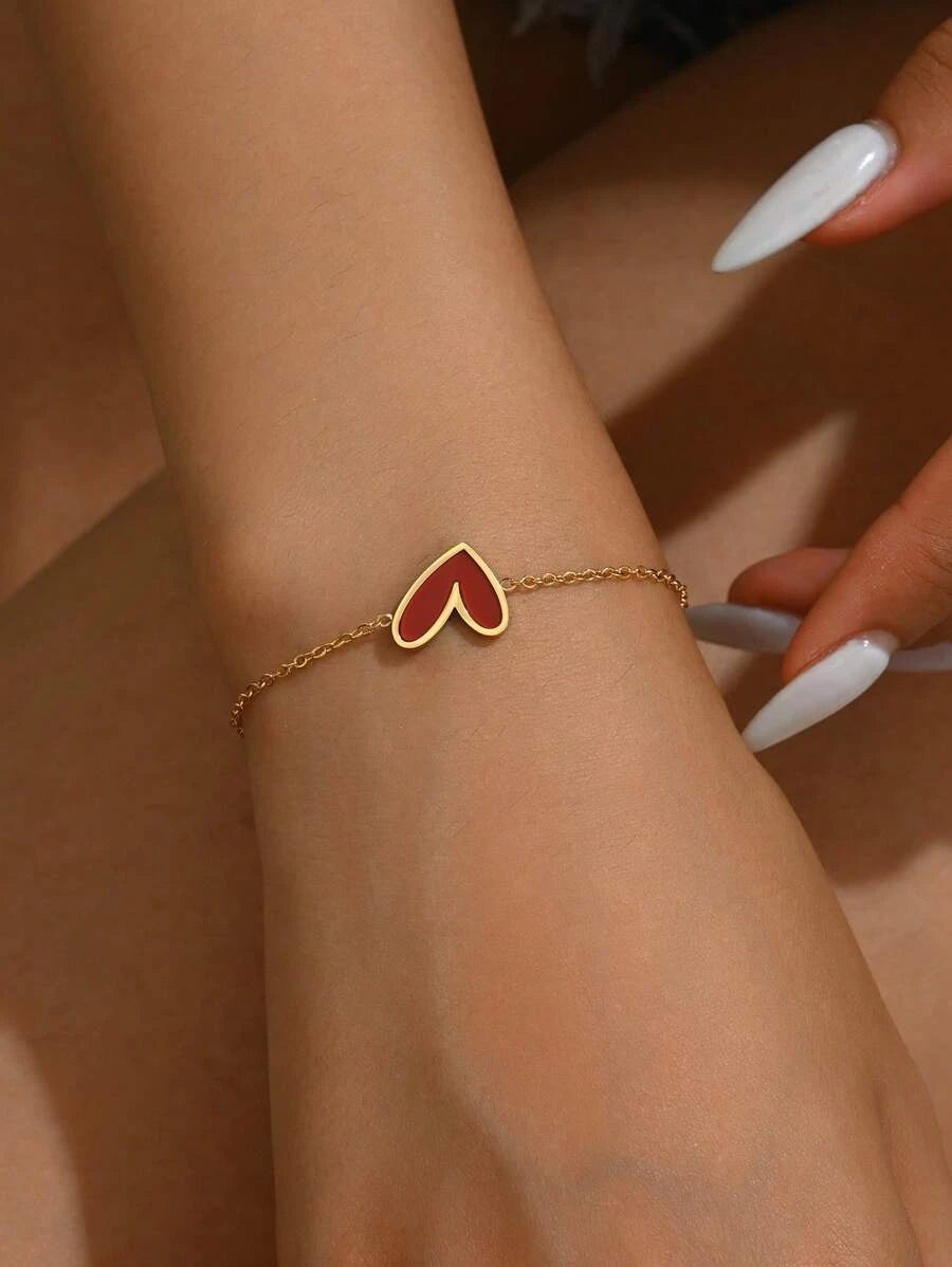 Gold Plated Stainless Steel Asymmetrical Heart Bracelet