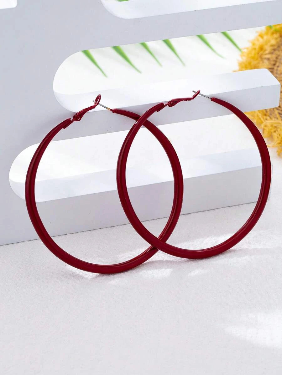 Vintage Red Spray Painted Hoop Earrings