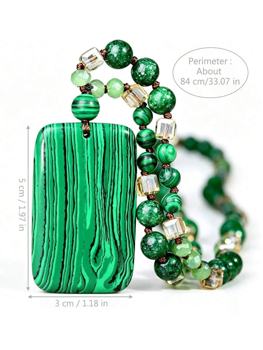 Vintage Malachite Pendant Necklace