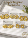 Gold Stainless Steel Vintage Textured Stud Earrings