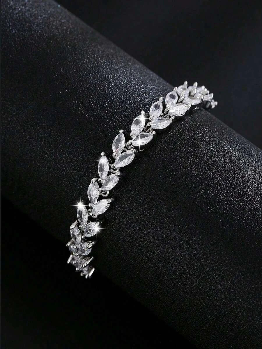 Gold Cubic Zirconia Chain Bracelet