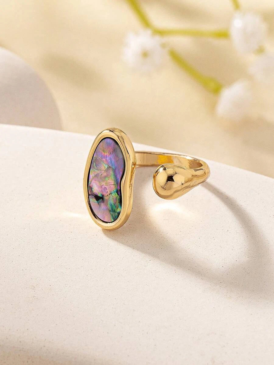 Gemstone Inlaid Single Opening Ring